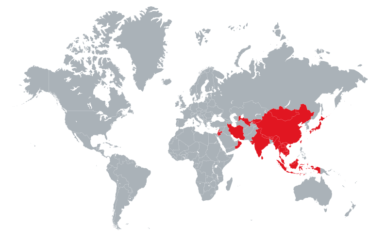 world map asien